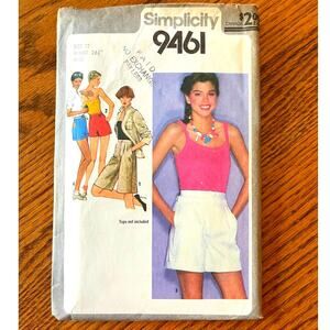 Vintage 1980s Simplicity 9461 Sewing Pattern Size S Shorts in 3 Lengths COMPLETE